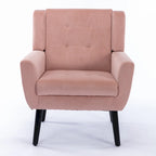 Fauteuil d'appoint capitonné moderne en velours rose de 75 cm avec pieds en bois