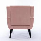 Fauteuil d'appoint capitonné moderne en velours rose de 75 cm avec pieds en bois