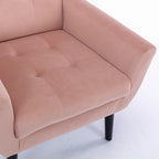 Fauteuil d'appoint capitonné moderne en velours rose de 75 cm avec pieds en bois