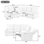 Canapé d'angle en lin avec 2 fauteuils inclinables électriques et port USB pour salon