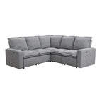 Canapé d'angle en lin avec 2 fauteuils inclinables électriques et port USB pour salon