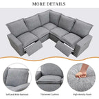 Canapé d'angle en lin avec 2 fauteuils inclinables électriques et port USB pour salon
