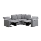Canapé d'angle en lin avec 2 fauteuils inclinables électriques et port USB pour salon