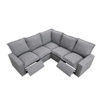 Canapé d'angle en lin avec 2 fauteuils inclinables électriques et port USB pour salon