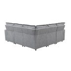 Canapé d'angle en lin avec 2 fauteuils inclinables électriques et port USB pour salon