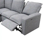 Canapé d'angle en lin avec 2 fauteuils inclinables électriques et port USB pour salon