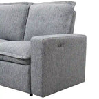 Canapé d'angle en lin avec 2 fauteuils inclinables électriques et port USB pour salon