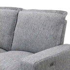 Canapé d'angle en lin avec 2 fauteuils inclinables électriques et port USB pour salon
