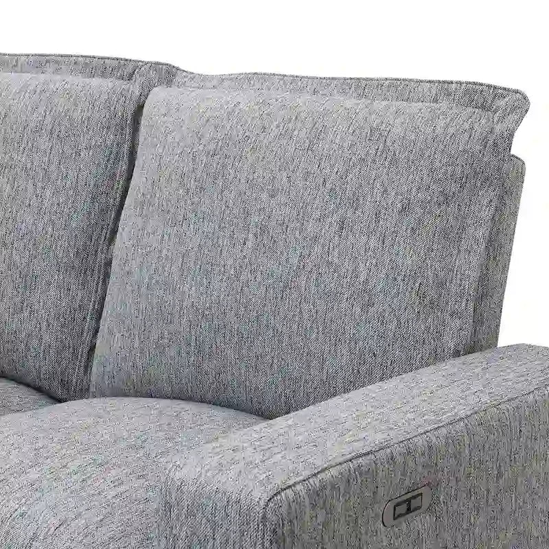 Canapé d'angle en lin avec 2 fauteuils inclinables électriques et port USB pour salon