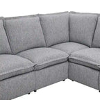 Canapé d'angle en lin avec 2 fauteuils inclinables électriques et port USB pour salon