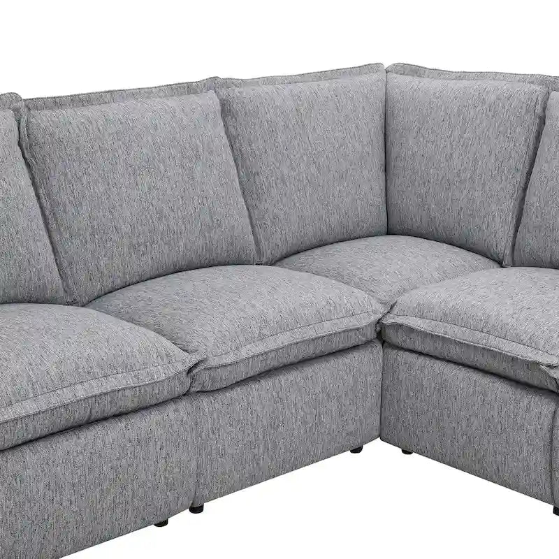 Canapé d'angle en lin avec 2 fauteuils inclinables électriques et port USB pour salon