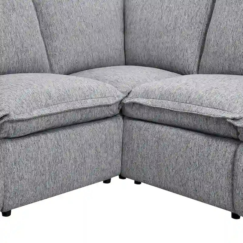 Canapé d'angle en lin avec 2 fauteuils inclinables électriques et port USB pour salon