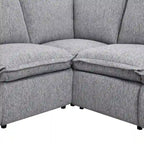 Canapé d'angle en lin avec 2 fauteuils inclinables électriques et port USB pour salon