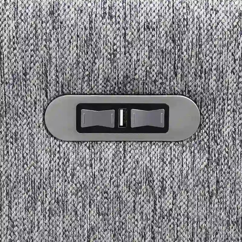 Canapé d'angle en lin avec 2 fauteuils inclinables électriques et port USB pour salon