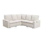 Canapé d'angle en lin avec 2 fauteuils inclinables électriques et port USB pour salon