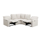 Canapé d'angle en lin avec 2 fauteuils inclinables électriques et port USB pour salon