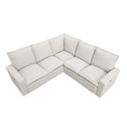 Canapé d'angle en lin avec 2 fauteuils inclinables électriques et port USB pour salon