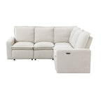 Canapé d'angle en lin avec 2 fauteuils inclinables électriques et port USB pour salon