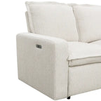 Canapé d'angle en lin avec 2 fauteuils inclinables électriques et port USB pour salon