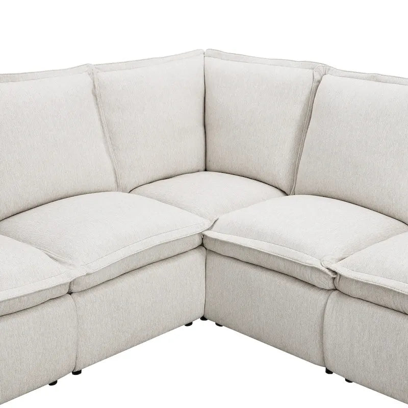 Canapé d'angle en lin avec 2 fauteuils inclinables électriques et port USB pour salon