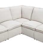 Canapé d'angle en lin avec 2 fauteuils inclinables électriques et port USB pour salon