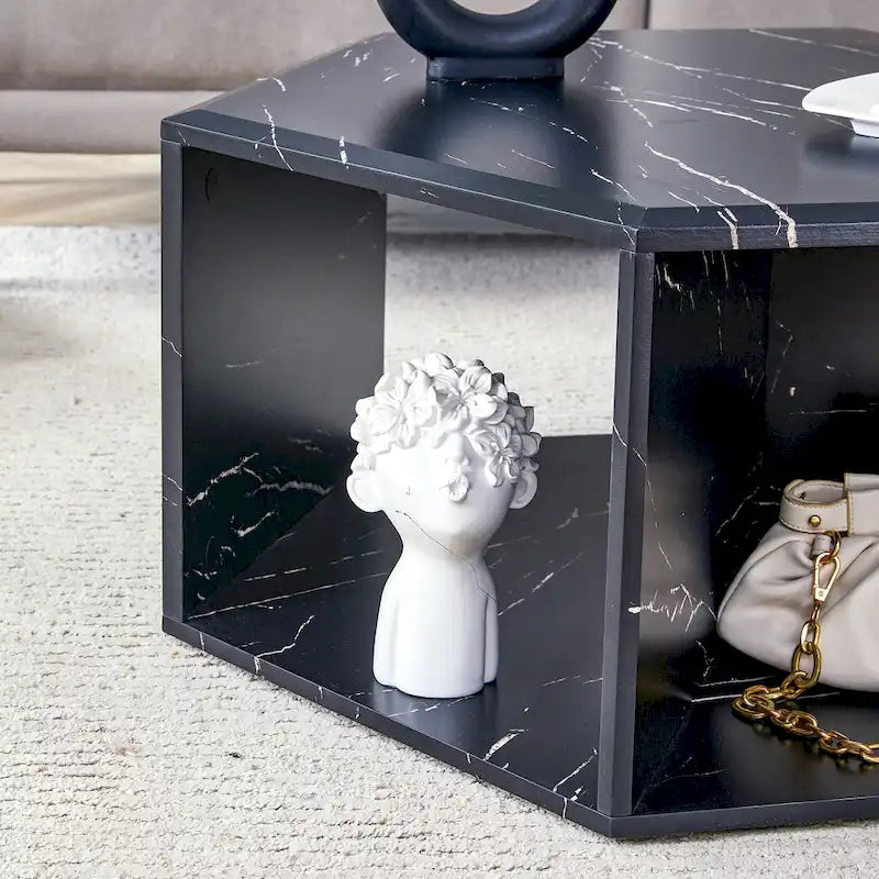 Tables basses hexagonales avec motifs minimalistes