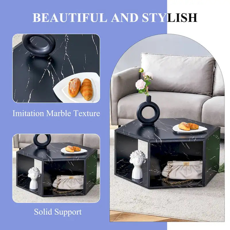 Tables basses hexagonales avec motifs minimalistes