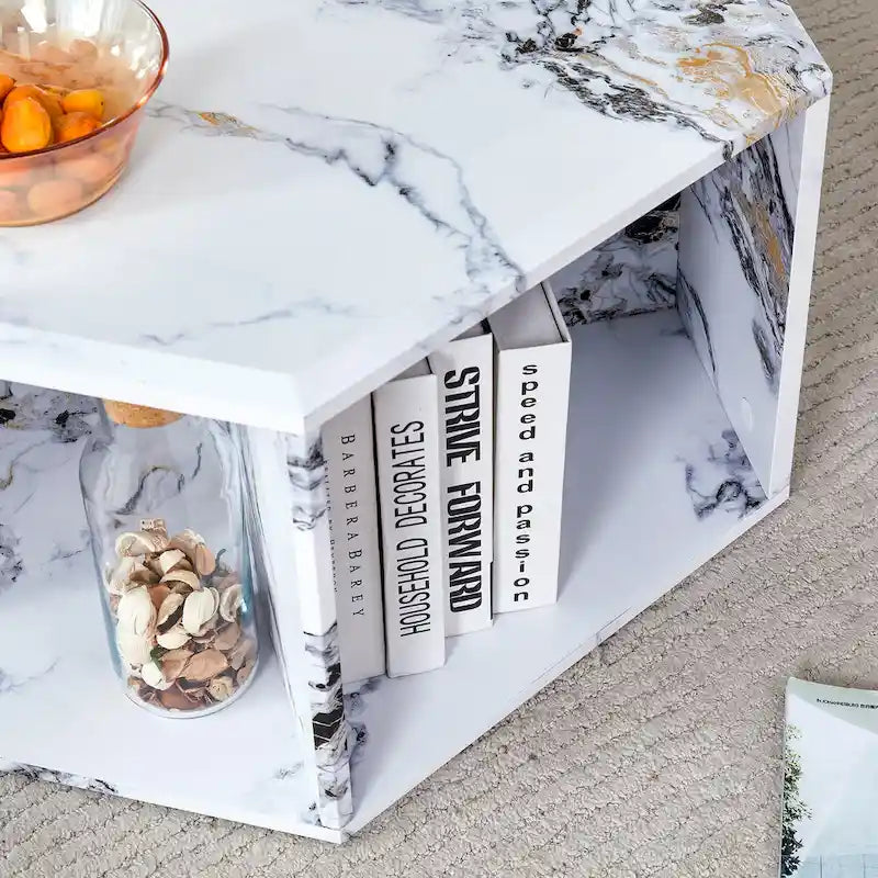 Tables basses hexagonales avec motifs minimalistes