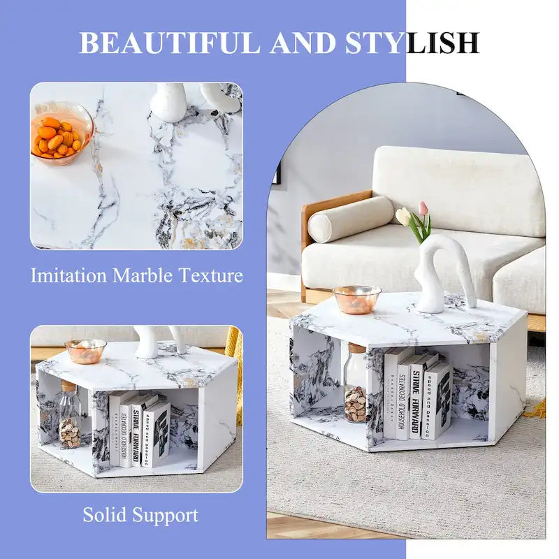 Tables basses hexagonales avec motifs minimalistes
