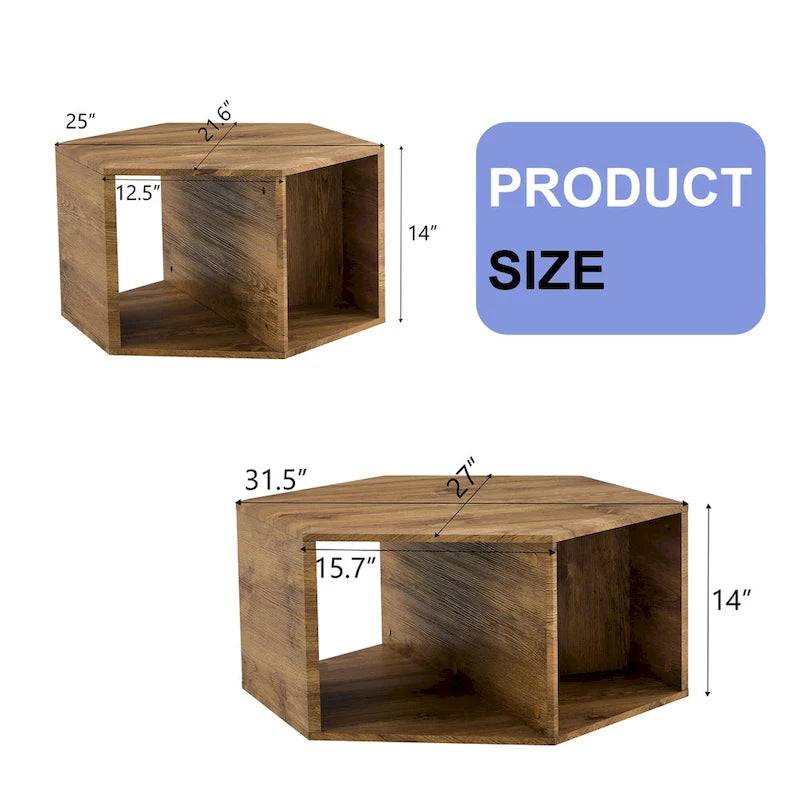 Tables basses hexagonales avec motifs minimalistes