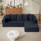 Canapé d'angle modulable 2 places en chenille nuage bleu 105.2, combinaison libre