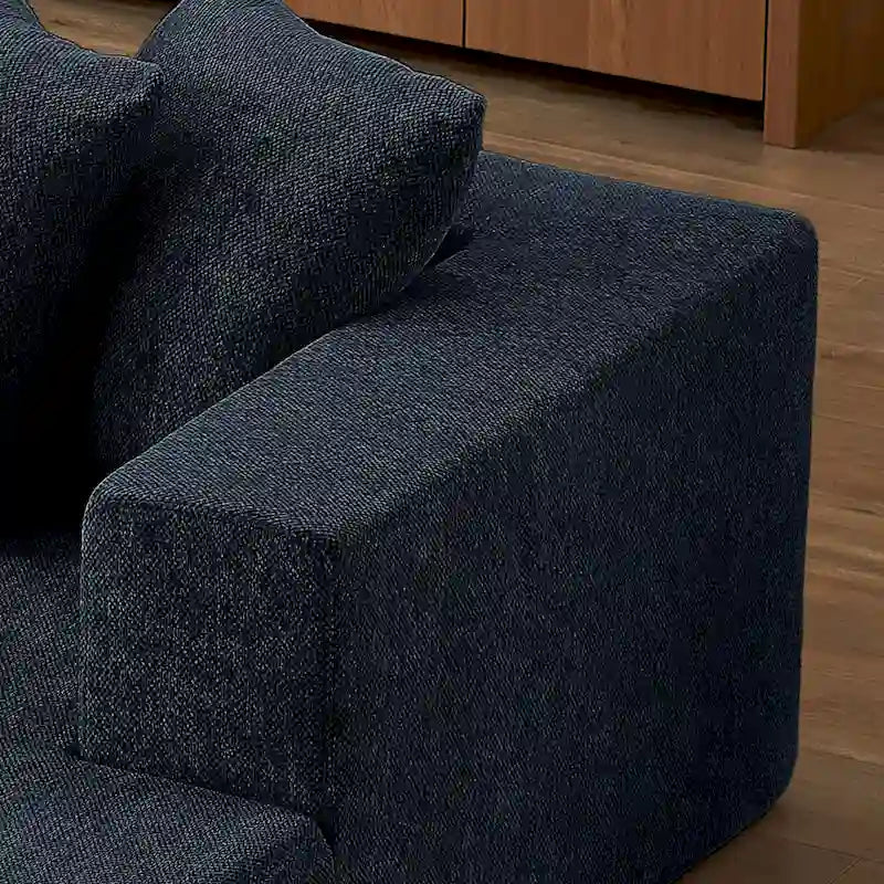 Canapé d'angle modulable 2 places en chenille nuage bleu 105.2, combinaison libre