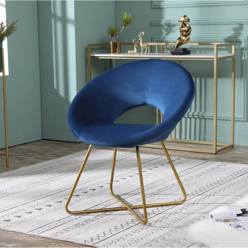 Fauteuil d'appoint en velours avec piètement luge doré – Dossier incurvé, plusieurs coloris (71 cm L x 63,5 cm P x 80 cm H)