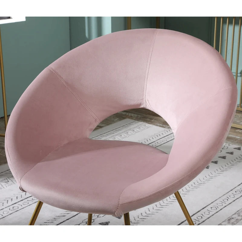 Fauteuil d'appoint en velours avec piètement luge doré – Dossier incurvé, plusieurs coloris (71 cm L x 63,5 cm P x 80 cm H)