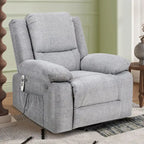 Fauteuil inclinable releveur en velours gris clair avec 8 points de massage, chaleur lombaire et chargement USB