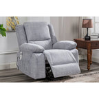 Fauteuil inclinable releveur en velours gris clair avec 8 points de massage, chaleur lombaire et chargement USB