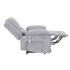 Fauteuil inclinable releveur en velours gris clair avec 8 points de massage, chaleur lombaire et chargement USB
