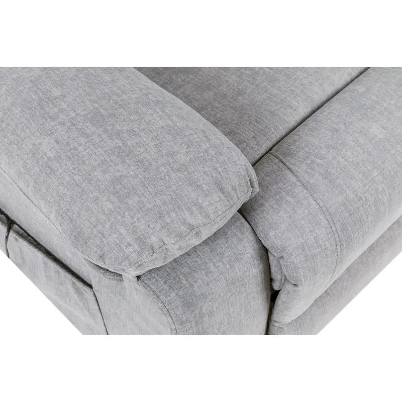 Fauteuil inclinable releveur en velours gris clair avec 8 points de massage, chaleur lombaire et chargement USB