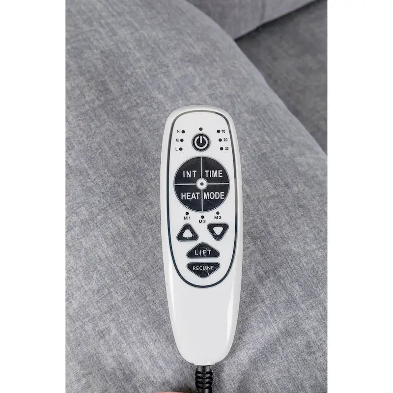 Fauteuil inclinable releveur en velours gris clair avec 8 points de massage, chaleur lombaire et chargement USB