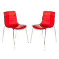 Chaise de salle à manger en acrylique transparent avec pieds chromés – Empilable, lot de 2 (80 cm H x 49,5 cm L)