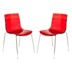 Chaise de salle à manger en acrylique transparent avec pieds chromés – Empilable, lot de 2 (80 cm H x 49,5 cm L)