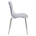 Chaise de salle à manger en acrylique transparent avec pieds chromés – Empilable, lot de 2 (80 cm H x 49,5 cm L)