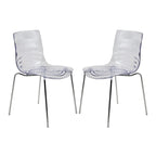 Chaise de salle à manger en acrylique transparent avec pieds chromés – Empilable, lot de 2 (80 cm H x 49,5 cm L)