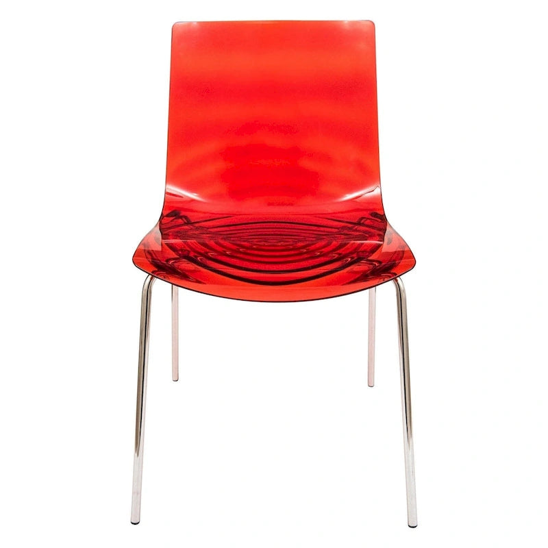 Chaise de salle à manger en acrylique transparent avec pieds chromés – Empilable, lot de 2 (80 cm H x 49,5 cm L)