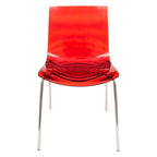 Chaise de salle à manger en acrylique transparent avec pieds chromés – Empilable, lot de 2 (80 cm H x 49,5 cm L)