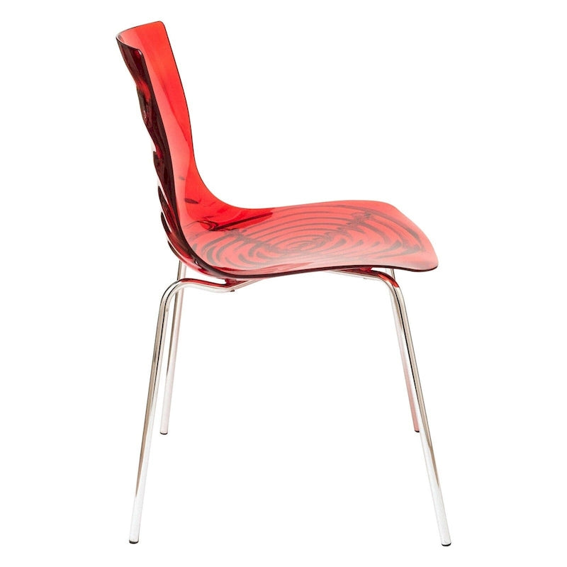 Chaise de salle à manger en acrylique transparent avec pieds chromés – Empilable, lot de 2 (80 cm H x 49,5 cm L)