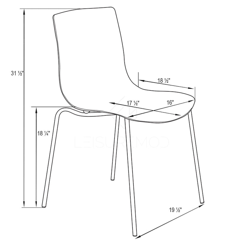 Chaise de salle à manger en acrylique transparent avec pieds chromés – Empilable, lot de 2 (80 cm H x 49,5 cm L)