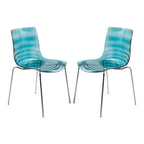 Chaise de salle à manger en acrylique transparent avec pieds chromés – Empilable, lot de 2 (80 cm H x 49,5 cm L)
