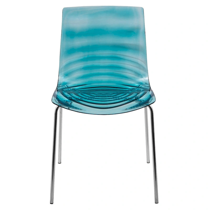 Chaise de salle à manger en acrylique transparent avec pieds chromés – Empilable, lot de 2 (80 cm H x 49,5 cm L)