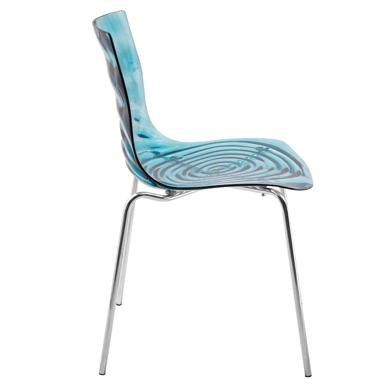 Chaise de salle à manger en acrylique transparent avec pieds chromés – Empilable, lot de 2 (80 cm H x 49,5 cm L)